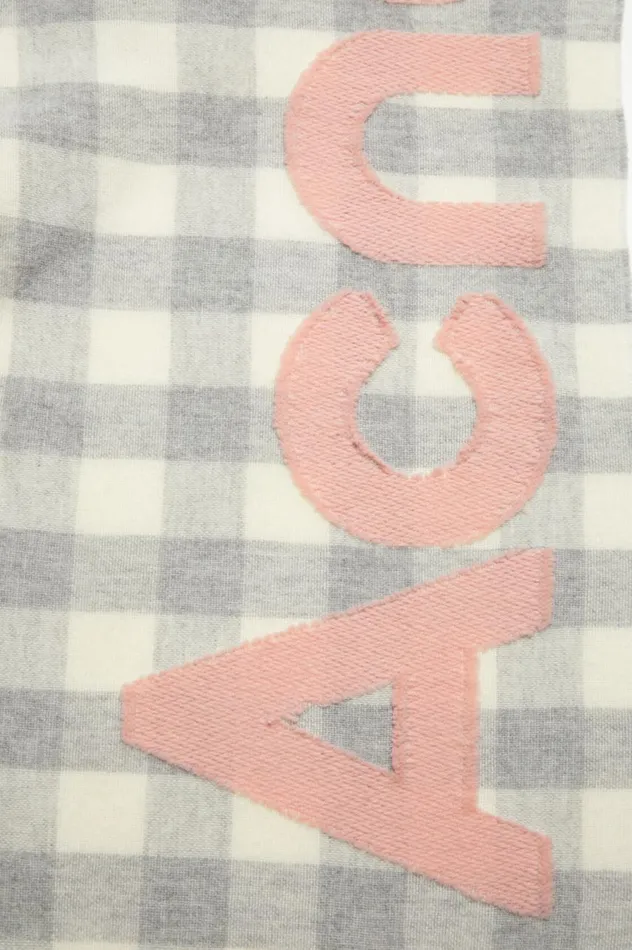 Acne Studios Check Logo Scarf Greypink Men Scarves