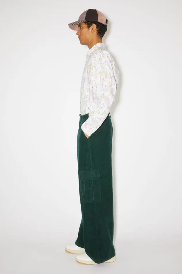 Acne Studios Corduroy Cargo Trousers Night Green Men Trousers