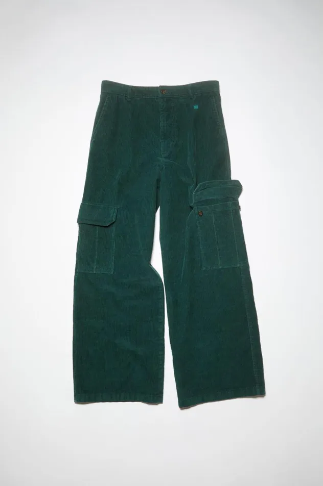Acne Studios Corduroy Cargo Trousers Night Green Men Trousers