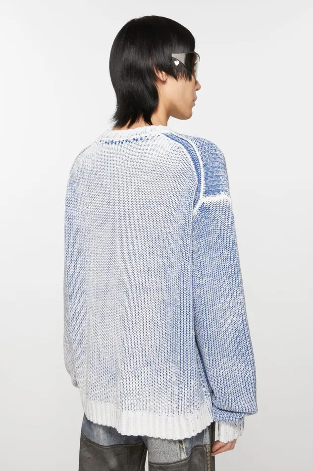 Acne Studios Crew Neck Jumper Old Bluewhite Men Knitwear