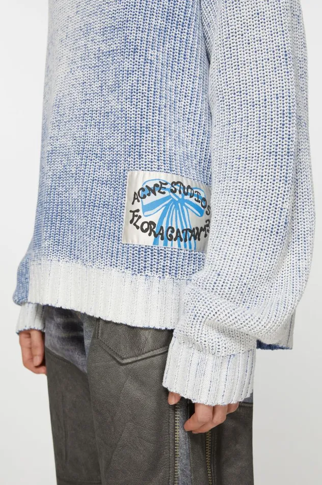Acne Studios Crew Neck Jumper Old Bluewhite Men Knitwear
