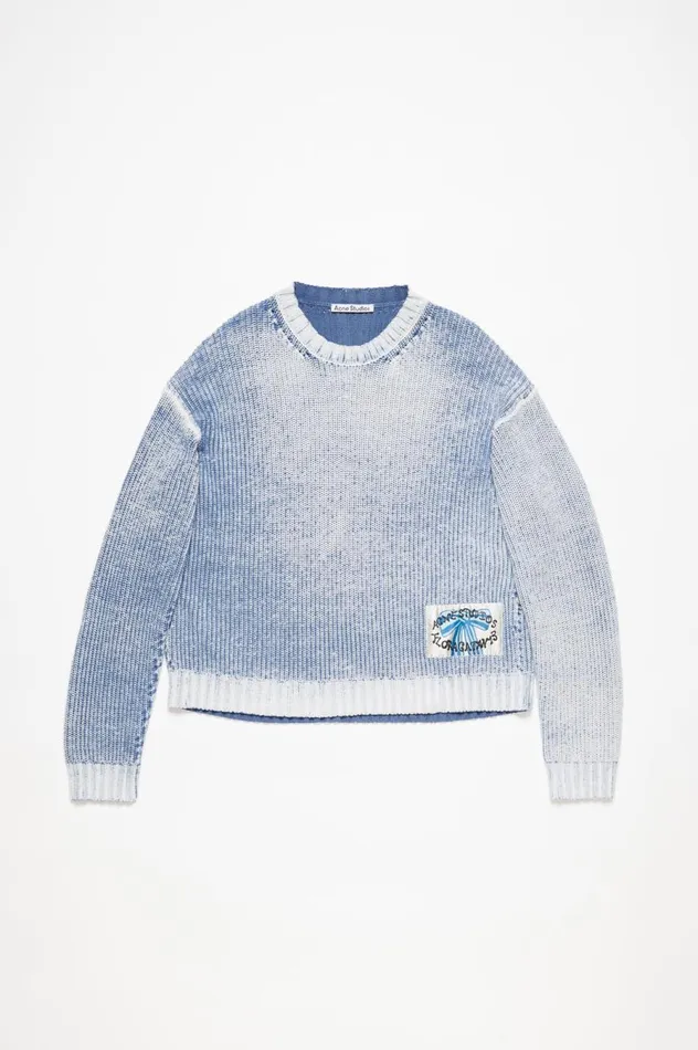 Acne Studios Crew Neck Jumper Old Bluewhite Men Knitwear
