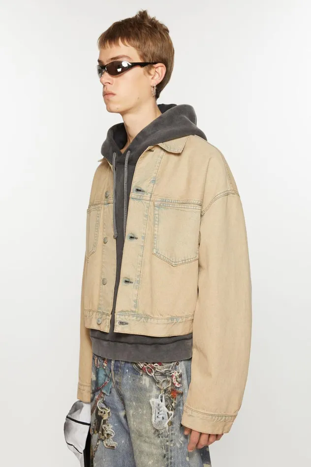Acne Studios Denim Jacket 8211 Oversized Cropped Fit Light Sand Men Outerwear