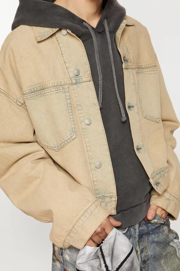 Acne Studios Denim Jacket 8211 Oversized Cropped Fit Light Sand Men Outerwear