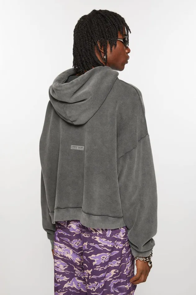 Acne Studios Hooded Sweater Logo Patch Faded Black Men Sweatshirts