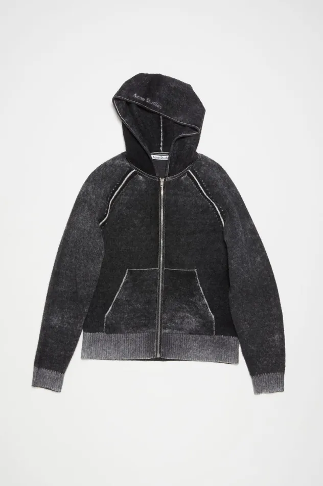 Acne Studios Hooded Zipper Sweater Black Men Knitwear