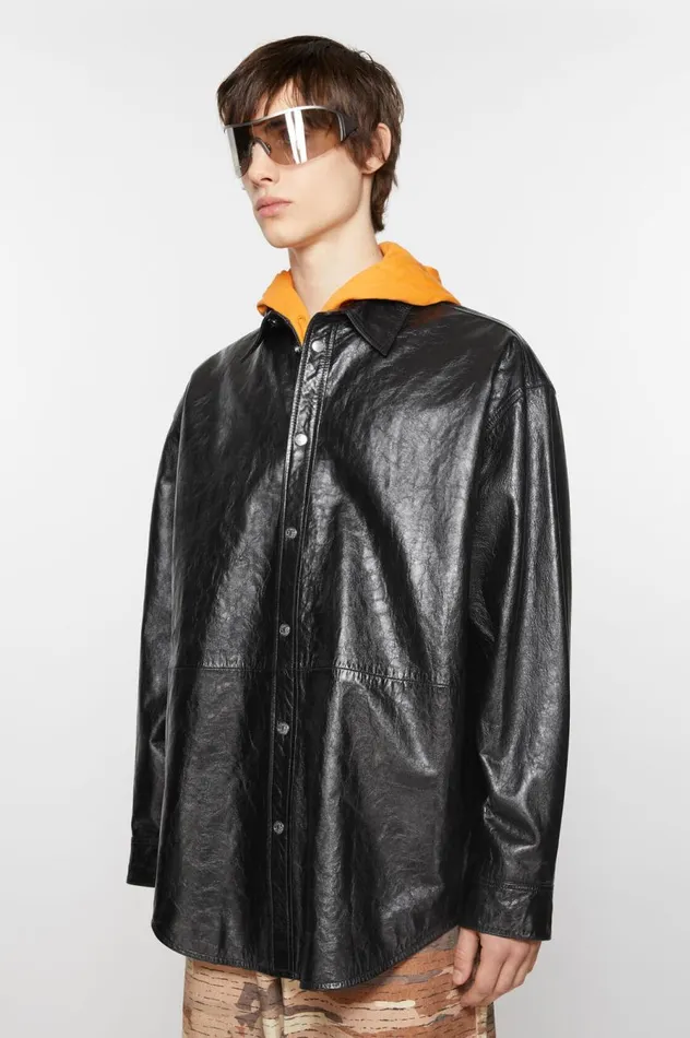Acne Studios Leather Shirt Jacket Black Men Outerwear