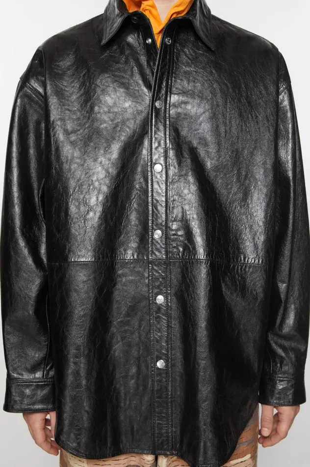 Acne Studios Leather Shirt Jacket Black Men Outerwear