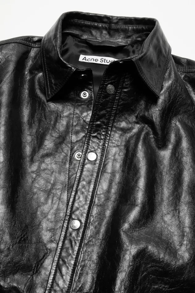 Acne Studios Leather Shirt Jacket Black Men Outerwear