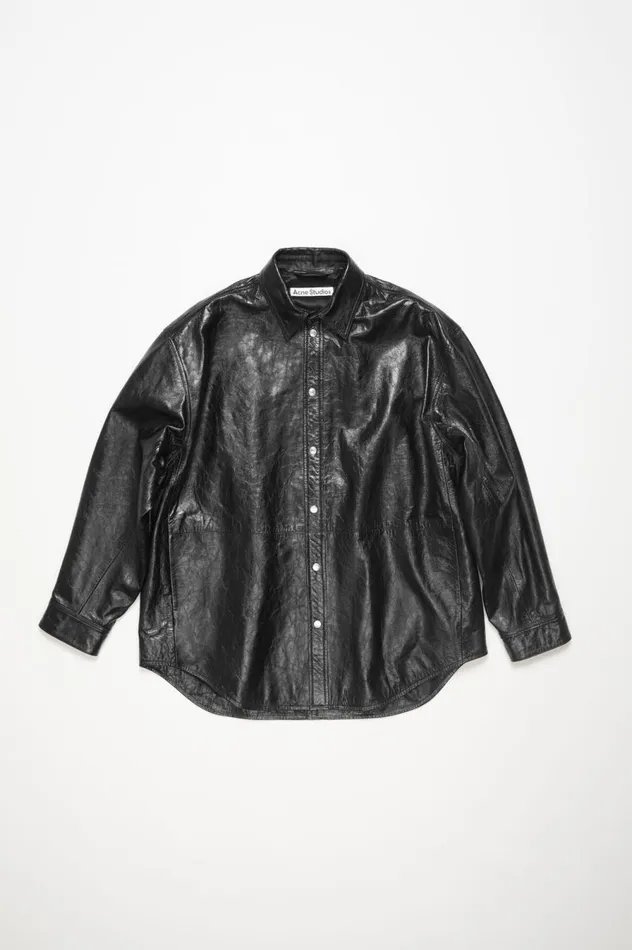 Acne Studios Leather Shirt Jacket Black Men Outerwear