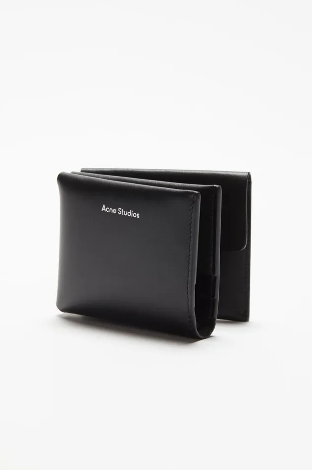 Acne Studios Leather Trifold Wallet Black Women Small Leather Goods