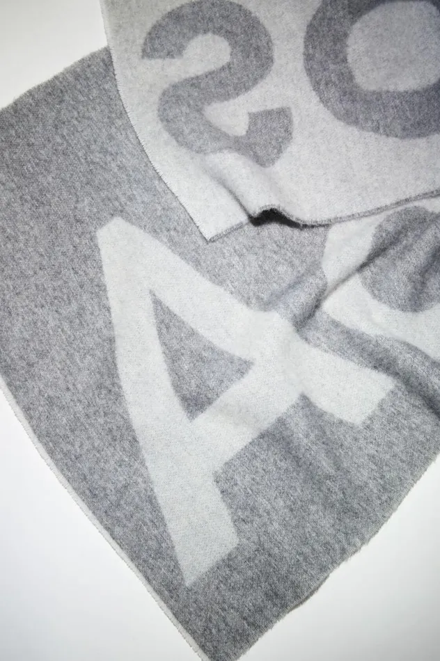 Acne Studios Logo Jacquard Scarf Grey Men Scarves