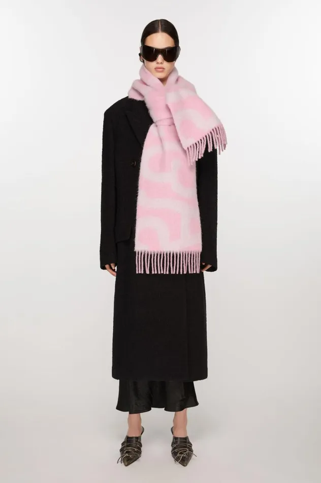 Acne Studios Logo Scarf Pink Women Scarves