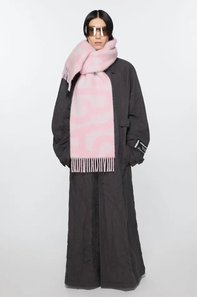 Acne Studios Logo Scarf Pink Women Scarves