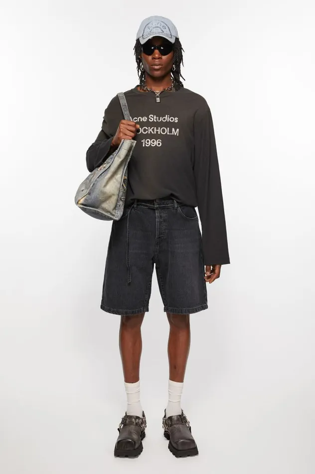 Acne Studios Loose Fit Denim Shorts Black Men Shorts