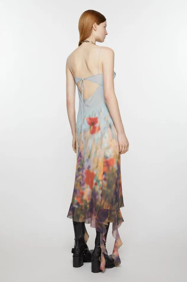 Acne Studios Ruffle Strap Dress Dusty Blue Women Dresses