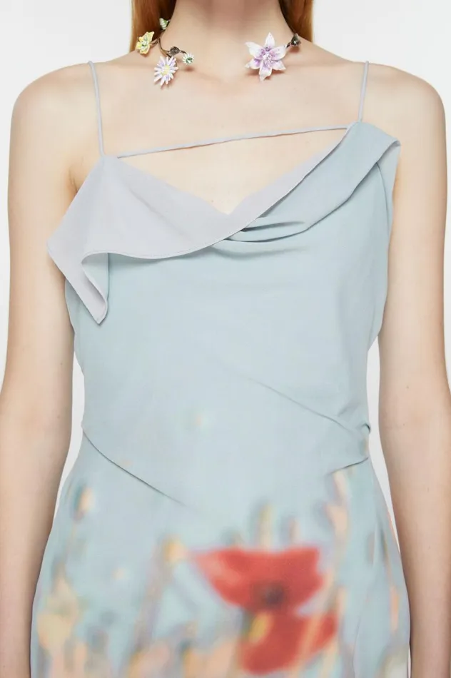 Acne Studios Ruffle Strap Dress Dusty Blue Women Dresses