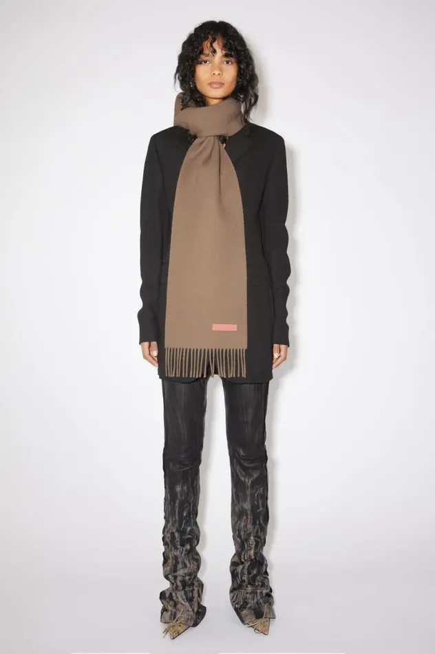 Acne Studios Wool Scarf Pink Label 8211 Narrow Warm Beige Men Scarves