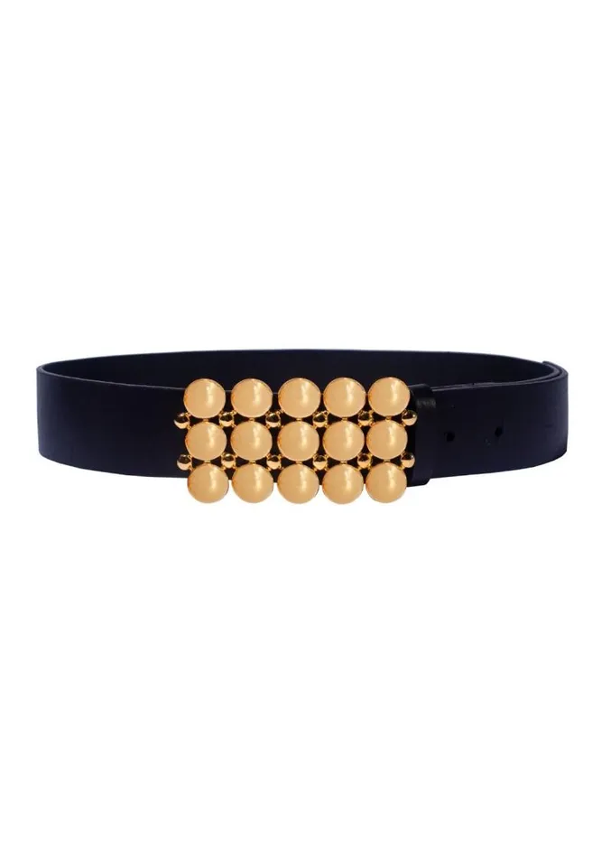 Adam Lippes Belts Large Gold Dome Belt With Black Satin Strap Gold 8211 Women
