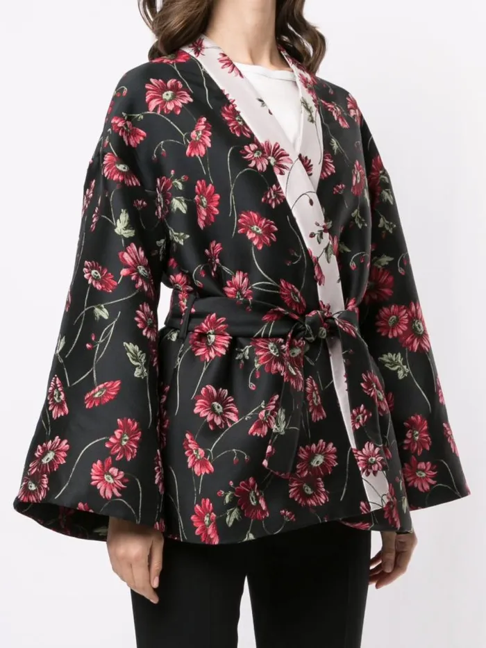 Adam Lippes Jackets and Coats Kimono Robe Jacket In Jacquard Black Daisy 8211 Women Adam Lippes Jackets and Coats Kimono Robe Jacket In Jacquard Black Daisy 8211 Women