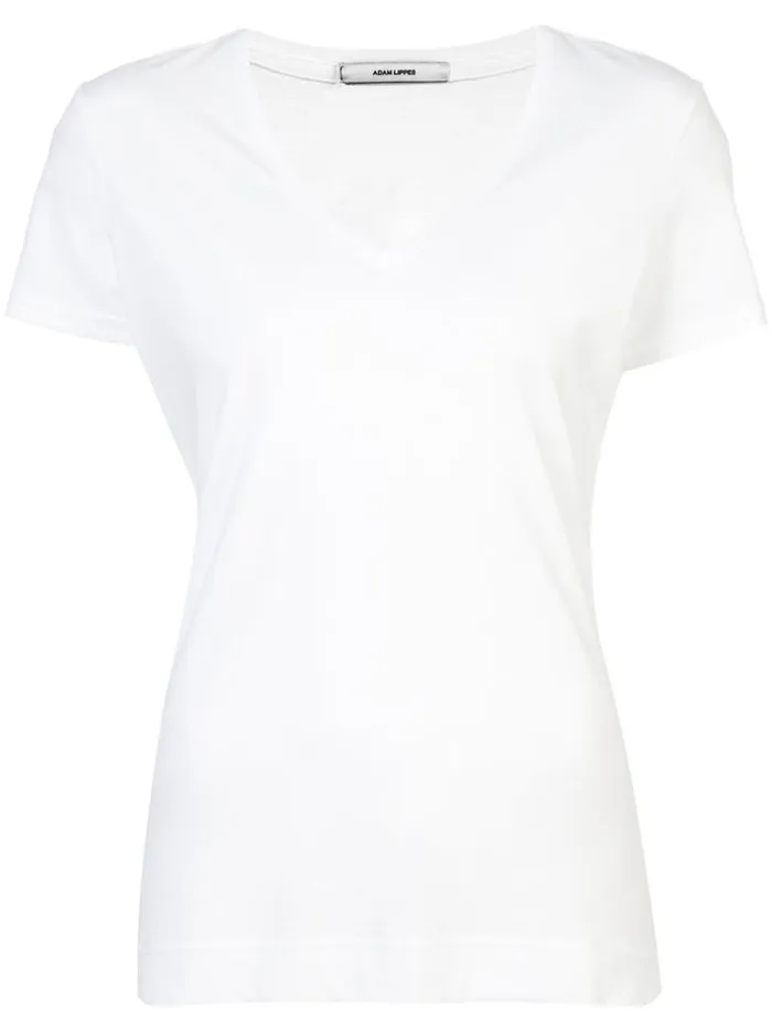 Adam Lippes Pima Cotton TShirts Short Sleeve VNeck TShirt In Pima Cotton White 8211 Women