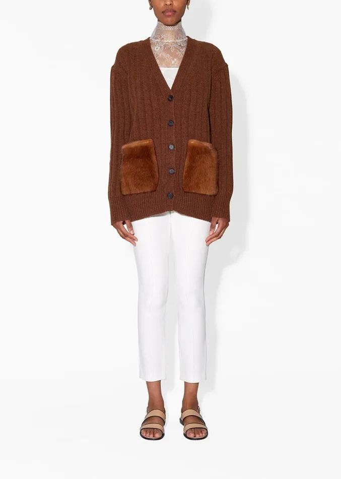 Adam Lippes Sweaters Cardigan In Wool Cashmere With Mink Pockets Brown Natural 8211 Women Adam Lippes Sweaters Cardigan In Wool Cashmere With Mink Pockets Brown Natural 8211 Women