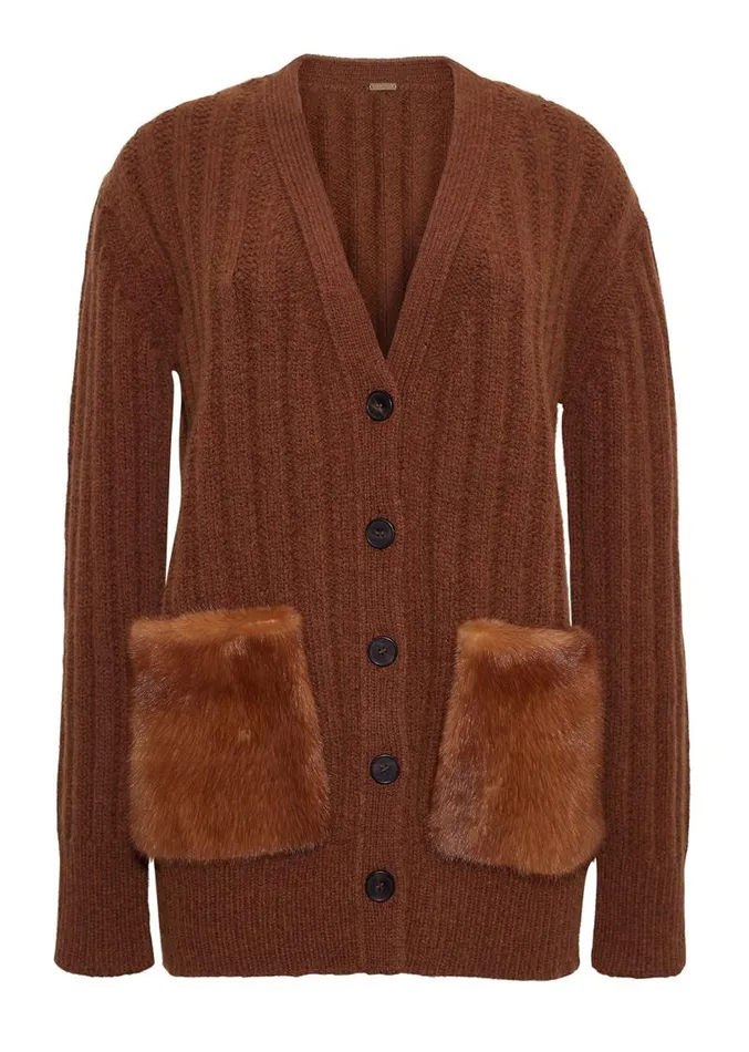 Adam Lippes Sweaters Cardigan In Wool Cashmere With Mink Pockets Brown Natural 8211 Women