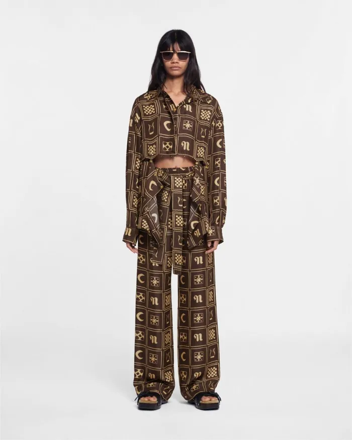 Adelie Apricot Totem Inverse Brown Women Nanushka Tops