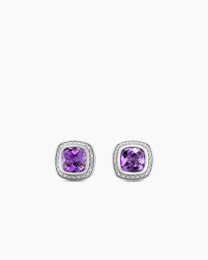 Albion Stud Earrings In Sterling Silver With Amethyst And Diamonds 7mm Women David Yurman Stud Albion Stud Earrings In Sterling Silver With Amethyst And Diamonds 7mm Women David Yurman Stud