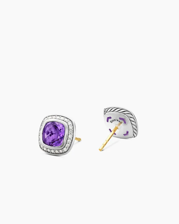 Albion Stud Earrings In Sterling Silver With Amethyst And Diamonds 7mm Women David Yurman Stud Albion Stud Earrings In Sterling Silver With Amethyst And Diamonds 7mm Women David Yurman Stud