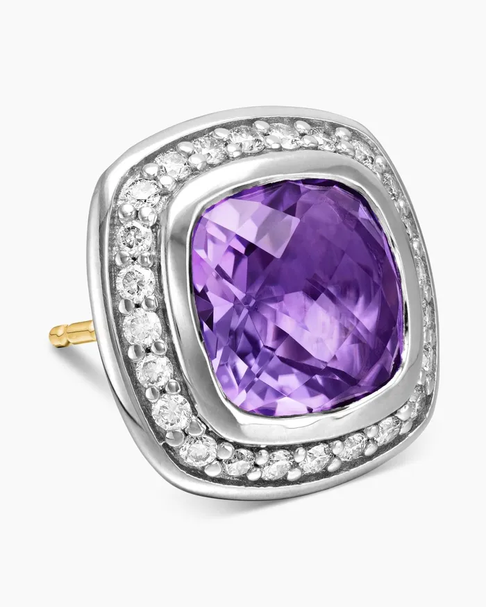 Albion Stud Earrings In Sterling Silver With Amethyst And Diamonds 7mm Women David Yurman Stud Albion Stud Earrings In Sterling Silver With Amethyst And Diamonds 7mm Women David Yurman Stud