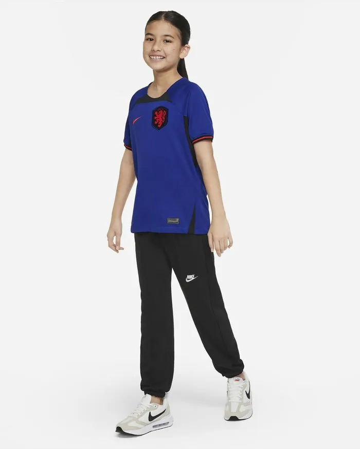 All Clothing Kids Nike Netherlands 202223 Stadium Away Deep Royal Blueblackhabanero Red