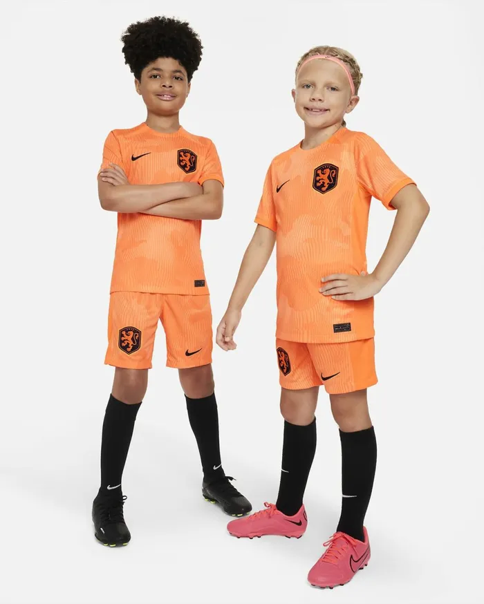All Clothing Kids Nike Netherlands 2023 Stadium Home Conesunset Glowblackened Blue