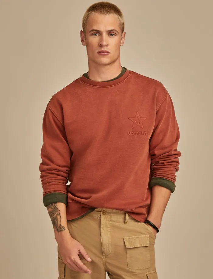 Army Crew Burnt Henna Men Lucky Brand Graphic Tees