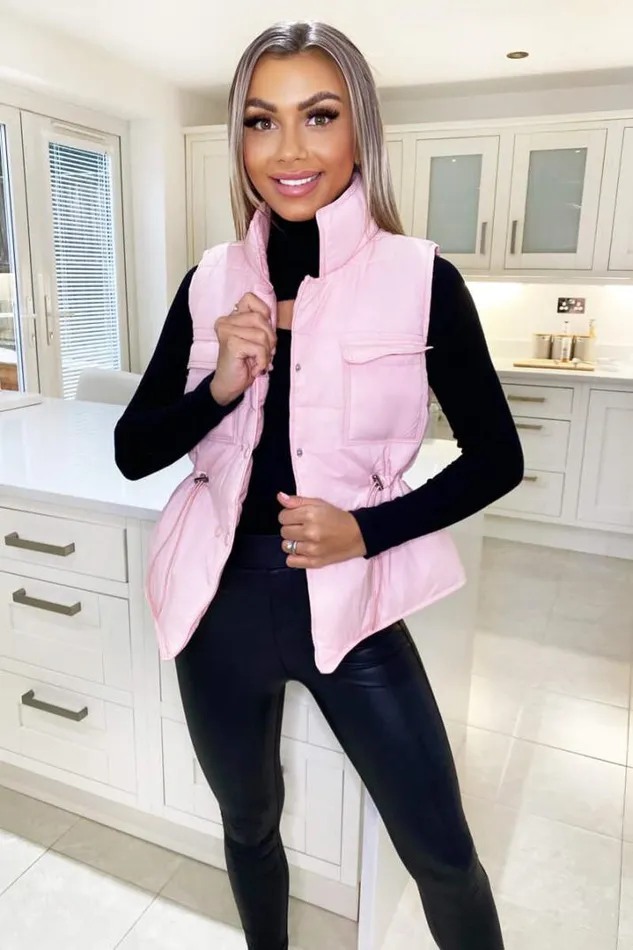 AX Paris Coats 038 Jackets Baby Pink Puffer Gilet