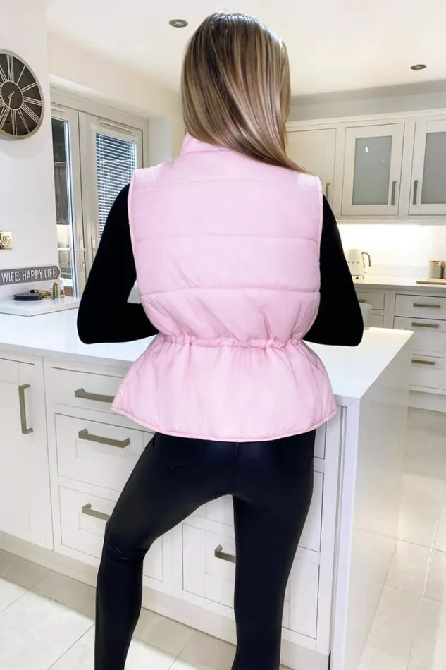 AX Paris Coats 038 Jackets Baby Pink Puffer Gilet