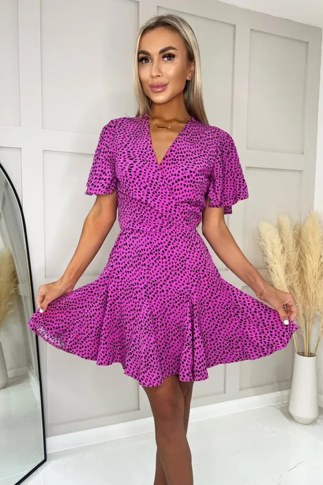 AX Paris Dresses Hot Pink Heart Print Skater Dress