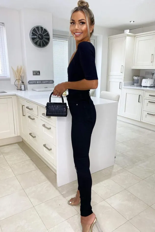AX Paris Jeans Black Ripped Knee Skinny Jeans