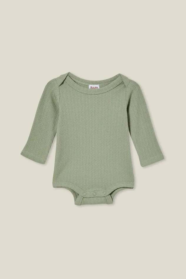 Baby Rompers and Bubbysuits Cotton On Organic Newborn Pointelle Long Sleeve Bubbysuit Deep Sage Baby Rompers and Bubbysuits Cotton On Organic Newborn Pointelle Long Sleeve Bubbysuit Deep Sage