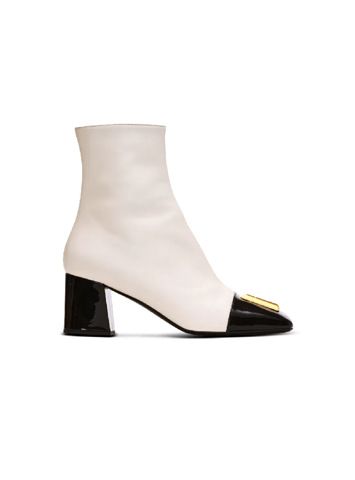 Balmain Boots Women Edna Ankle Boots In Twotone Leather White