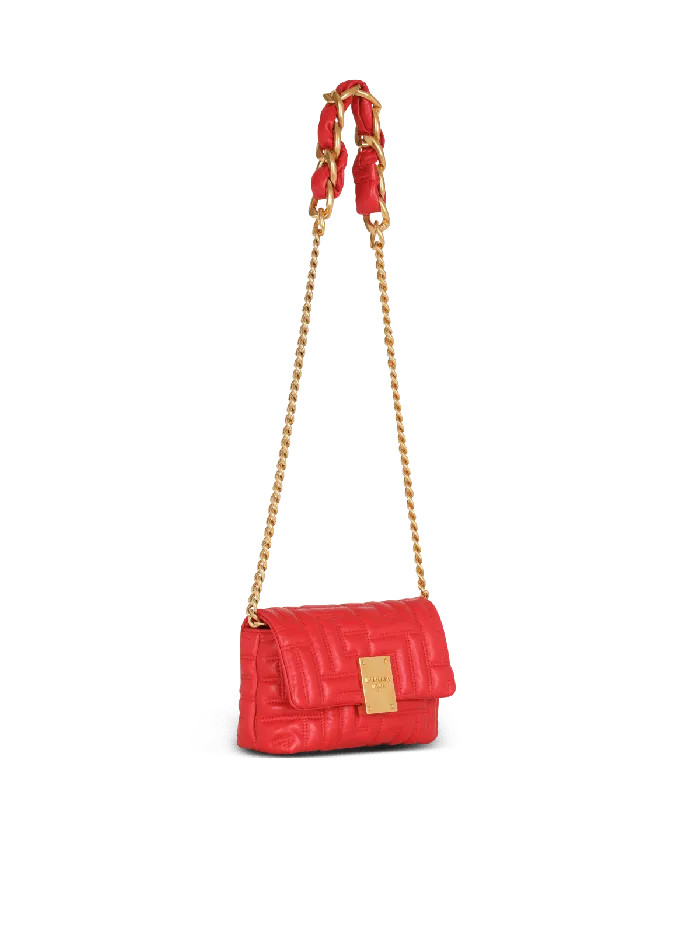 Balmain Crossbody Bags Women 1945 Soft Mini Bag In Quilted Leather Red
