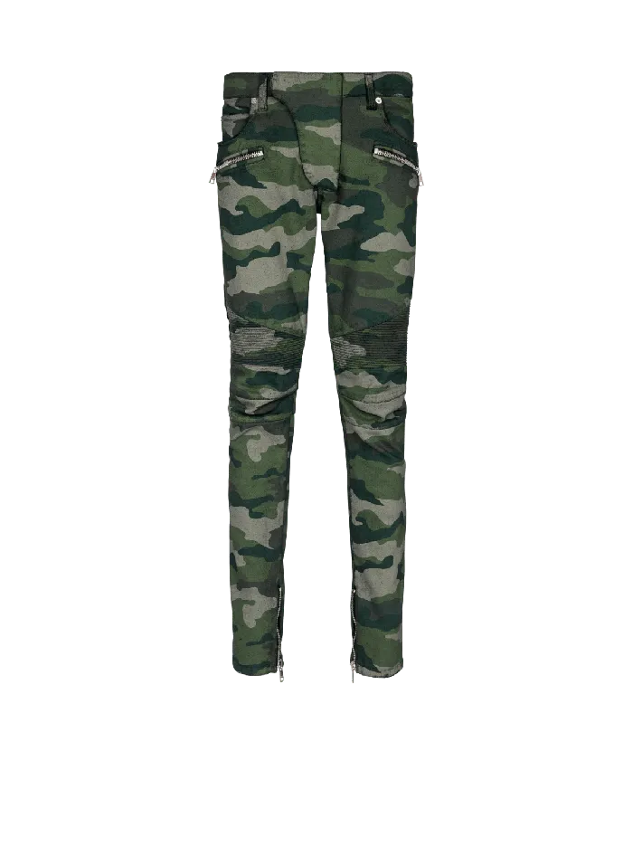 Balmain Denim Men Slimfit Jeans In Camouflage Denim Khaki