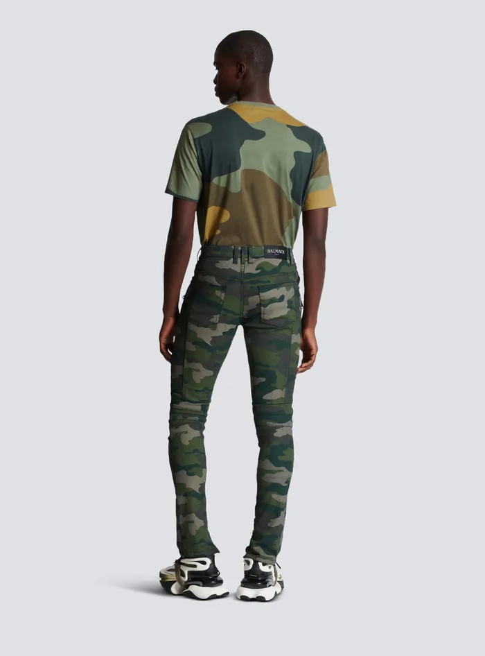 Balmain Denim Men Slimfit Jeans In Camouflage Denim Khaki