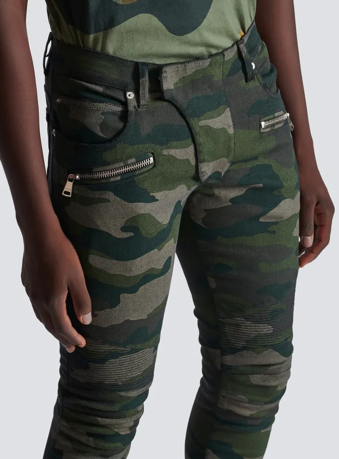 Balmain Denim Men Slimfit Jeans In Camouflage Denim Khaki
