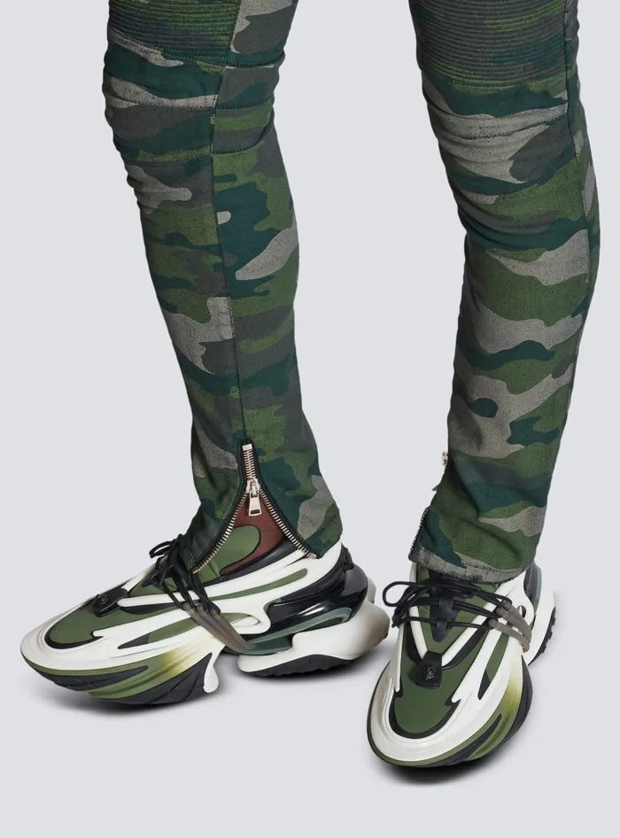 Balmain Denim Men Slimfit Jeans In Camouflage Denim Khaki