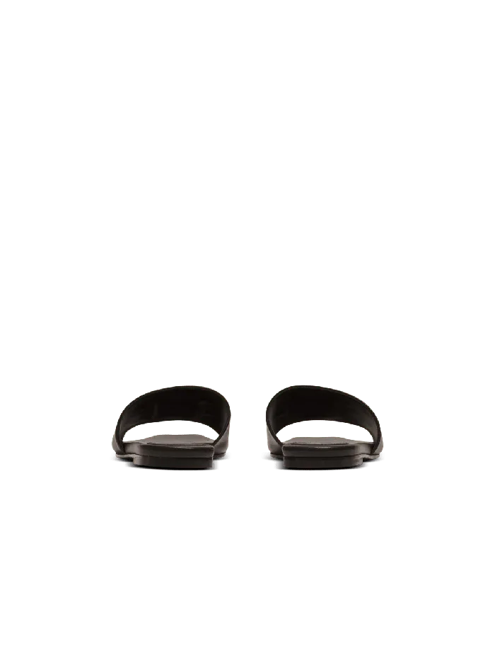 Balmain Flat Shoes Women Dafne PB Mules In Calfskin Black