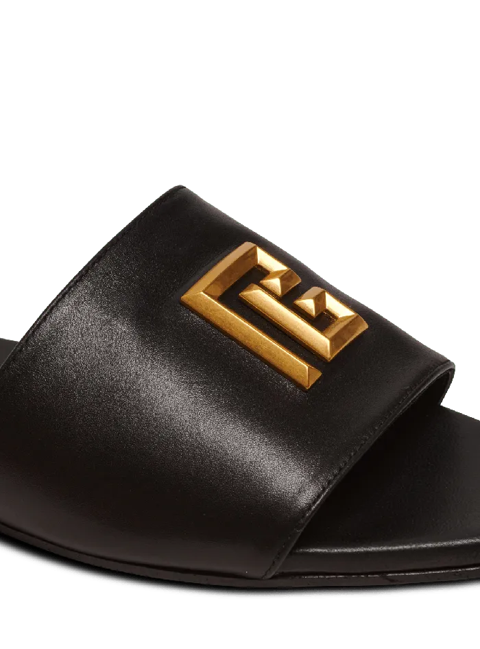 Balmain Flat Shoes Women Dafne PB Mules In Calfskin Black