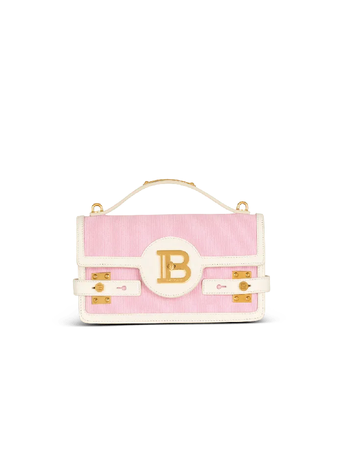Balmain Handbags Women BBuzz Shoulder 24 Canvas And Leather Bag Pink