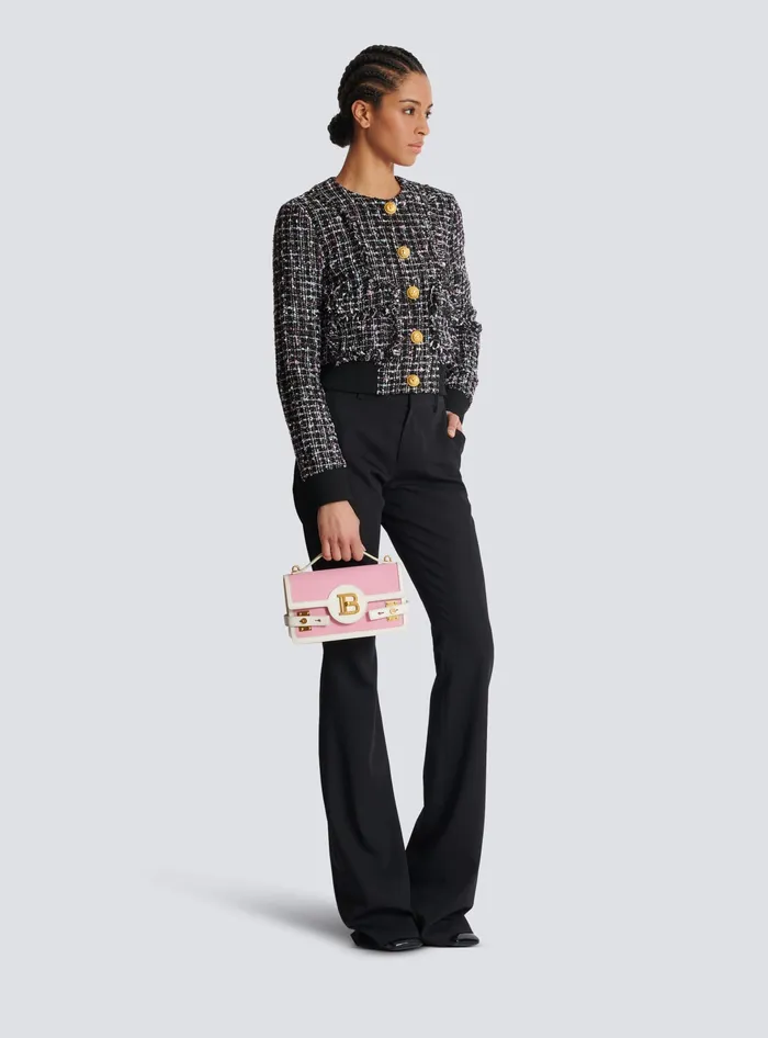 Balmain Handbags Women BBuzz Shoulder 24 Canvas And Leather Bag Pink