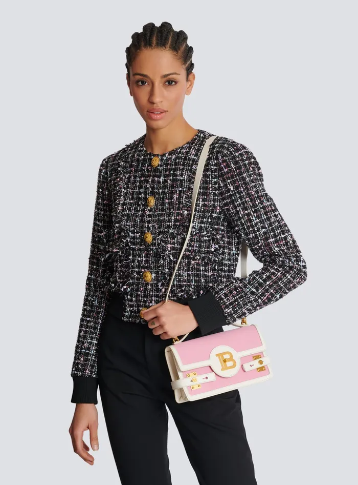 Balmain Handbags Women BBuzz Shoulder 24 Canvas And Leather Bag Pink